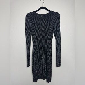 Express Black & Silver Bodycon Sweater Dress